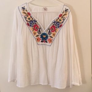 Merona 100% Cotton Gauzy Embroidered Top